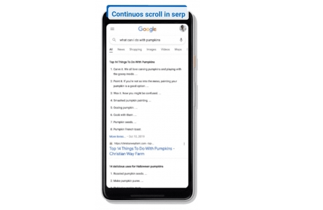Continuous Scrolling in serp su Google Mobile