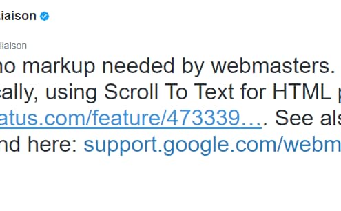 Search Liason comunica su Twitter l'aggiornamento Google sugli snippet in primo piano