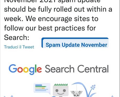 Google annuncia un altro aggiornamento antispam di novembre 2021 che dovrebbe completarsi entro una settimana...
